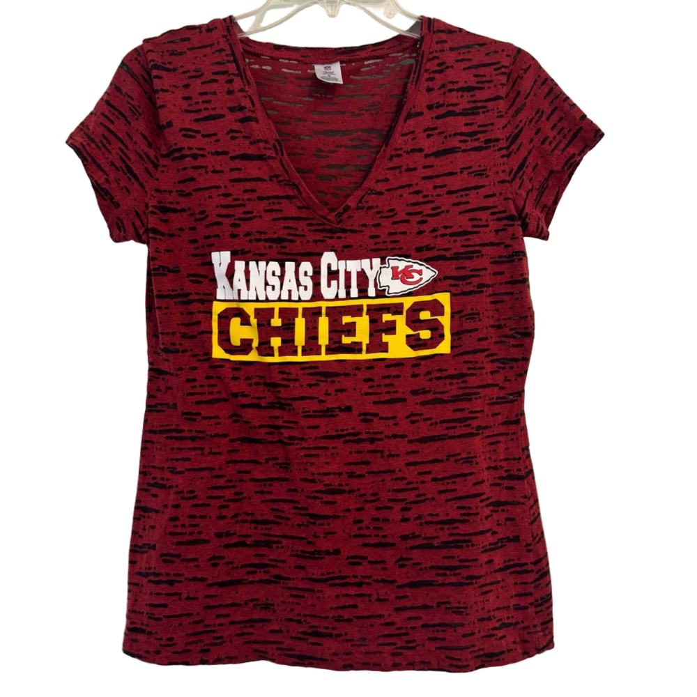 Women's NFL Team Apparel Kansas City Chiefs T-Shirt Size M Red Black Burnout